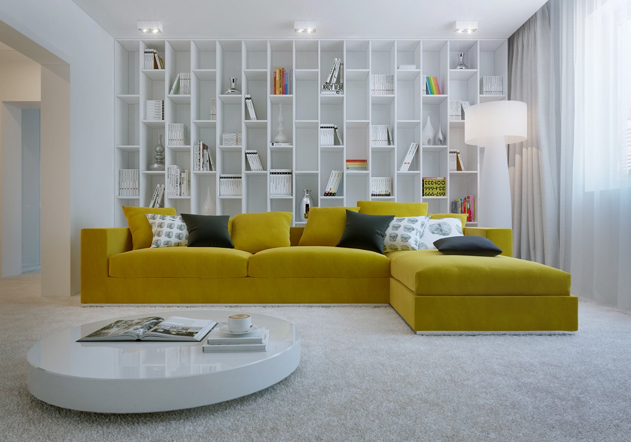 yellow sofa a vibrant living room IOUVEJW