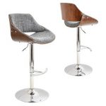 adjustable bar stools strick u0026 bolton blakey mid-century modern walnut wood and fabric adjustable  barstool WKTFOSR