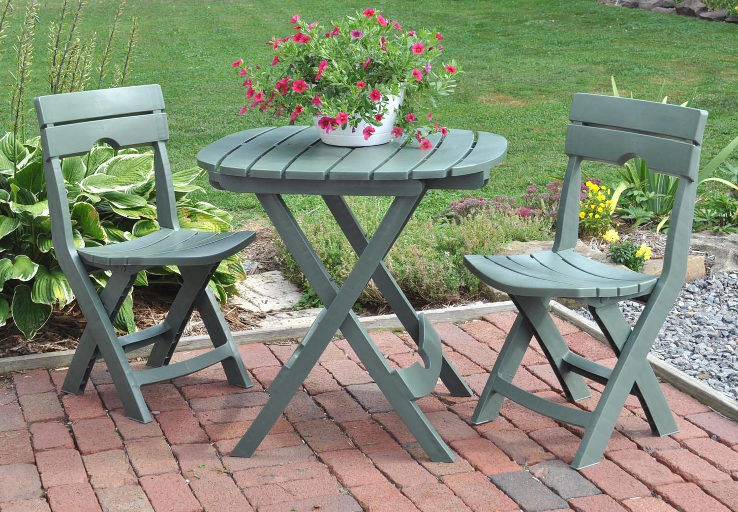 Bistro Sets amazon.com : adams manufacturing 8590-01-3731 quik-fold cafe bistro set,  sage : outdoor JEKJIKW