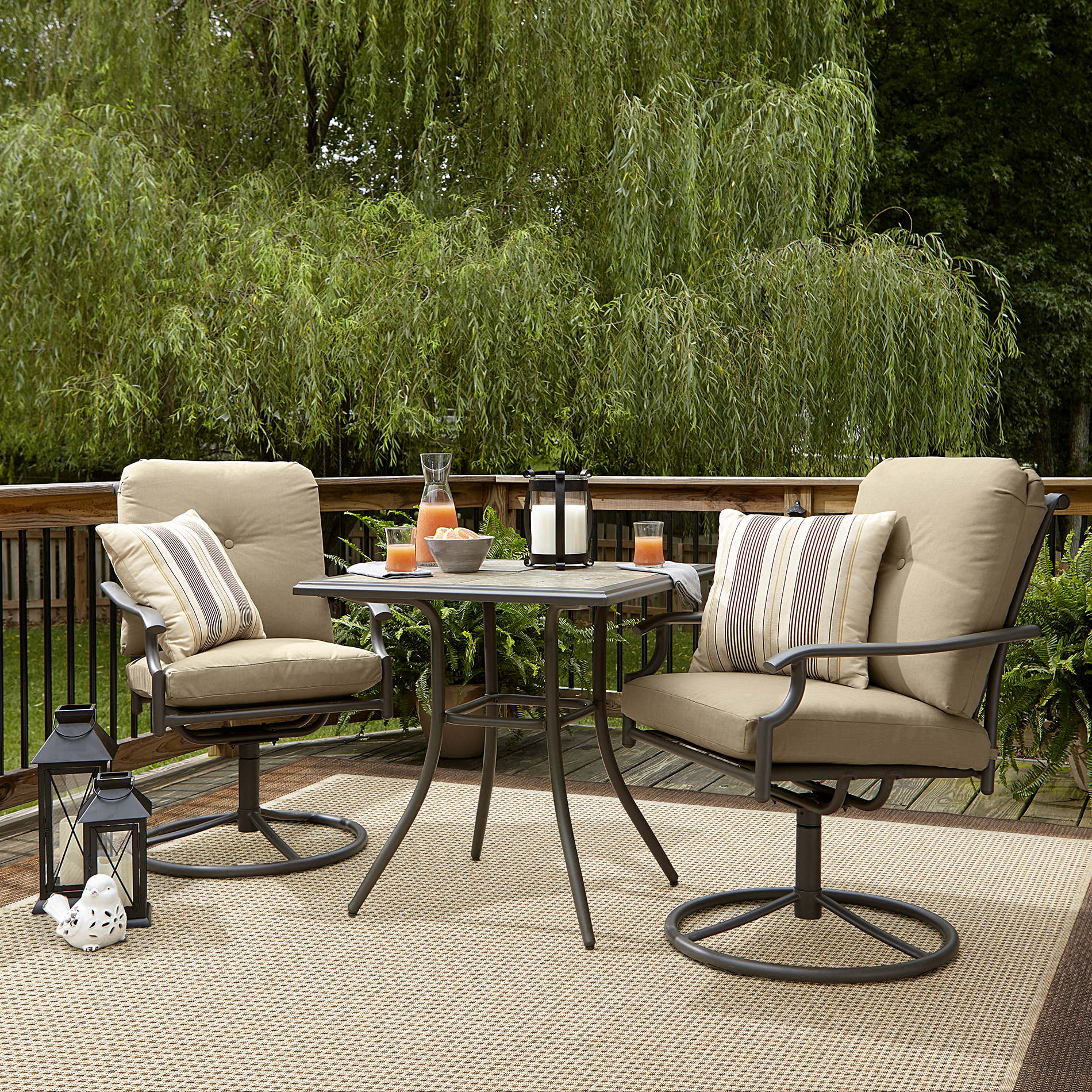 Bistro Sets garden oasis brookston 3-piece swivel bistro set - stone *limited  availability OGJMFRT