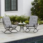 Bistro Sets jaclyn smith centralia 3-piece rocking patio bistro set - gray reversible  cushion FQZJWLD