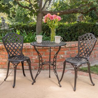 Bistro Sets la sola outdoor 3-piece cast aluminum bistro set by christopher knight home PGRNATO