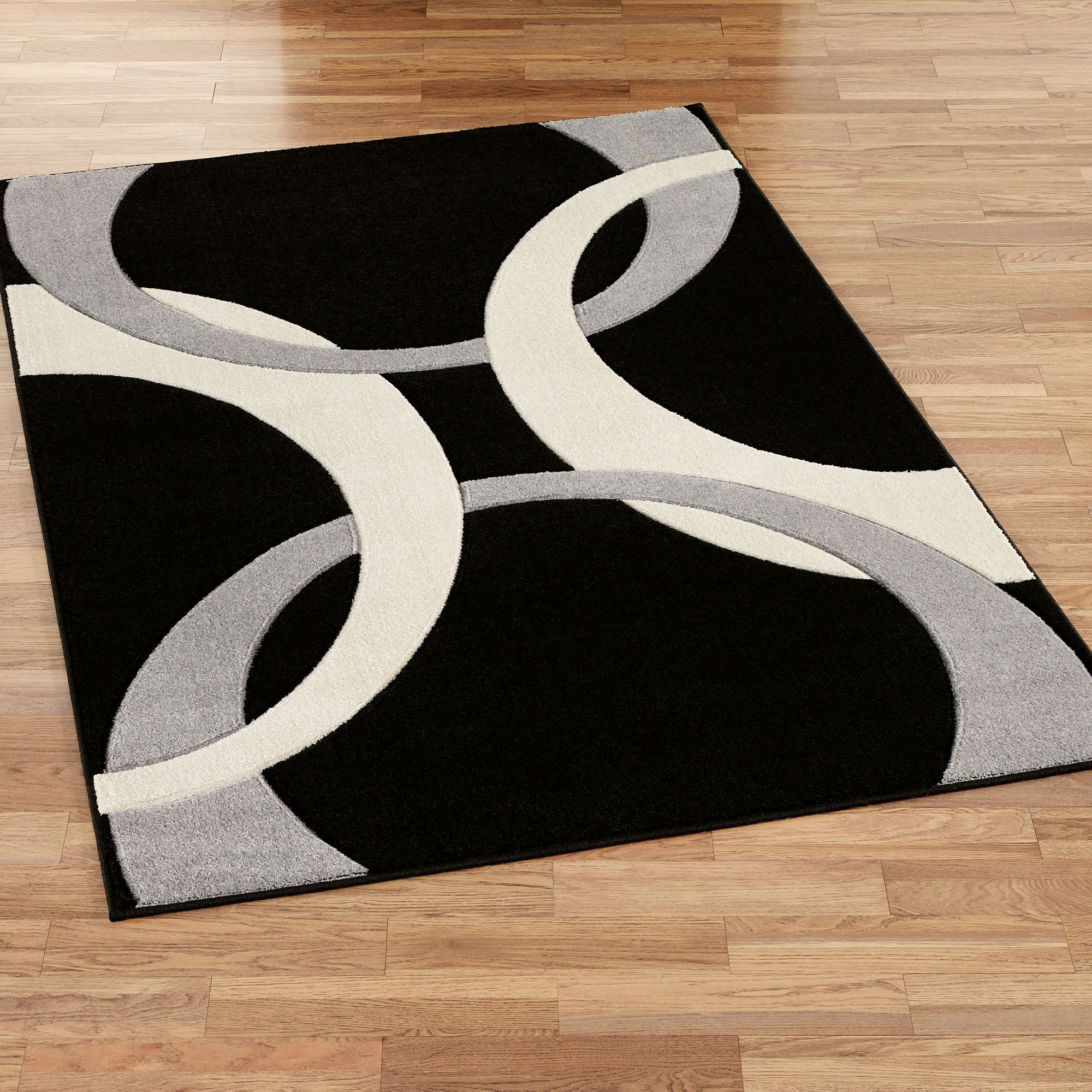 Black rugs corfu contemporary rectangle rug black LYRIMGT