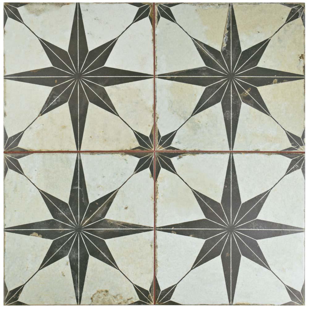 Ceramic floor tiles merola tile kings star nero 17-5/8 in. x 17-5 CPJPCQT