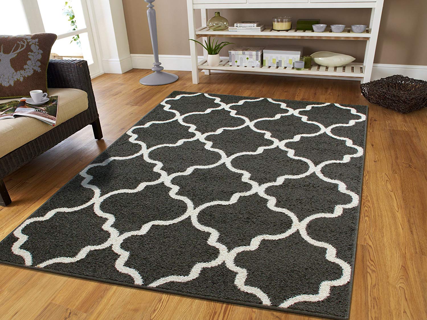 floor rugs amazon.com: large 8x11 morrocan trellis area rug gray contemporary rugs  8x10 for AZZYQSK