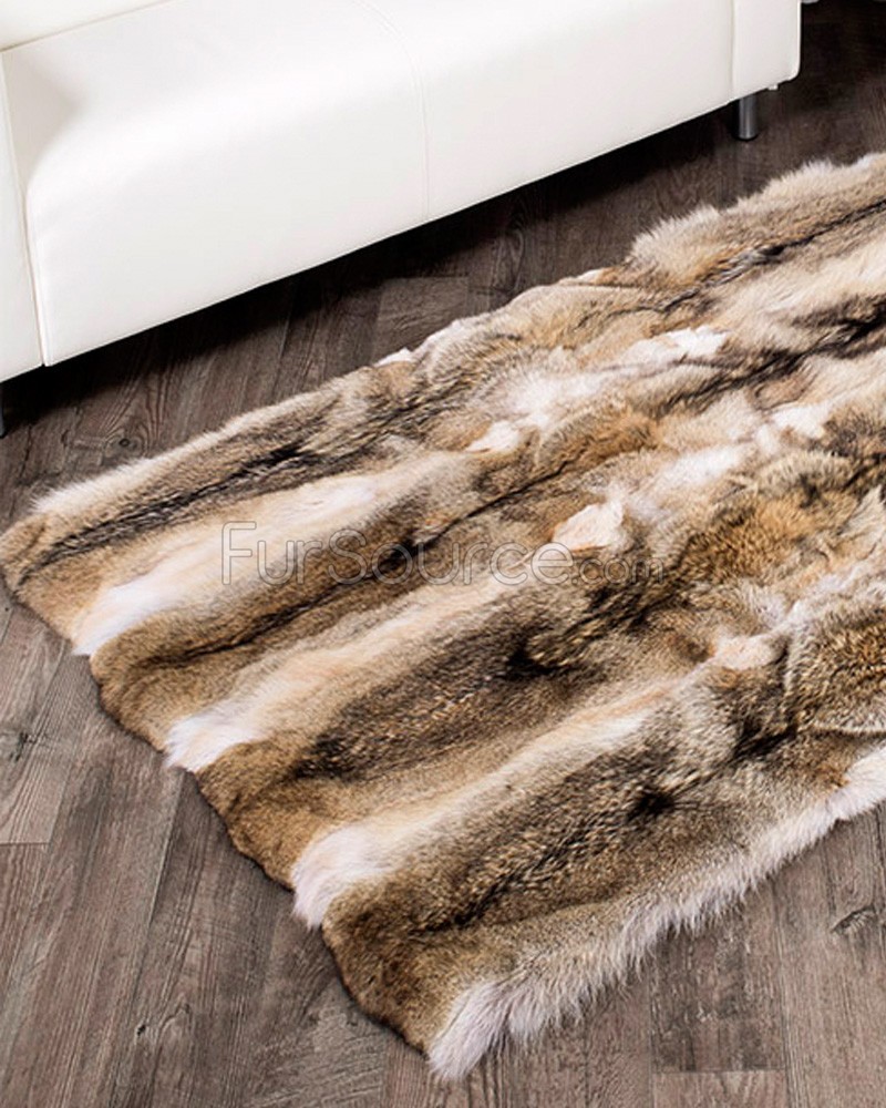 Fur rug coyote rug TVJUOQL