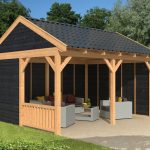garden building larch open barn with side and rear walls. shown with optional painted PCSMQEH