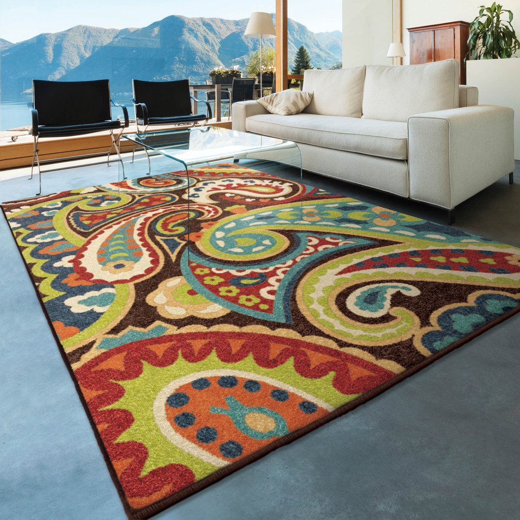 outdoor area rugs amazon.com: orian rugs indoor/outdoor paisley monteray multi area rug (5u00272 JWAZYVK