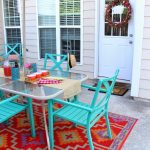 outdoor rug under patio table ten june: colorful outdoor patio makeover reveal // lulu u0026 georgia tangiers VGDPMEP