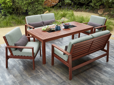 Outdoor Settings del terra 5 piece bradley dining lounge setting SEWYVSF