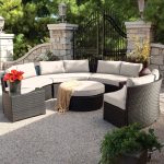 Patio Sets belham living meridian round outdoor wicker patio furniture set with  sunbrella cushions QAFGDRQ