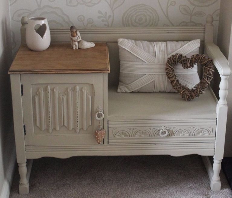 Shabby Chic Furniture shabby chic oak telephone table seat painted in annie sloan chalk paint in XWQLAWZ