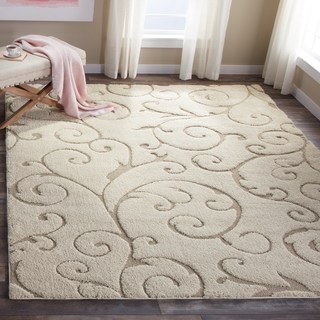 shag rugs safavieh florida shag scrollwork elegance cream/ beige rug - 8u0027 ... KSPJLQQ