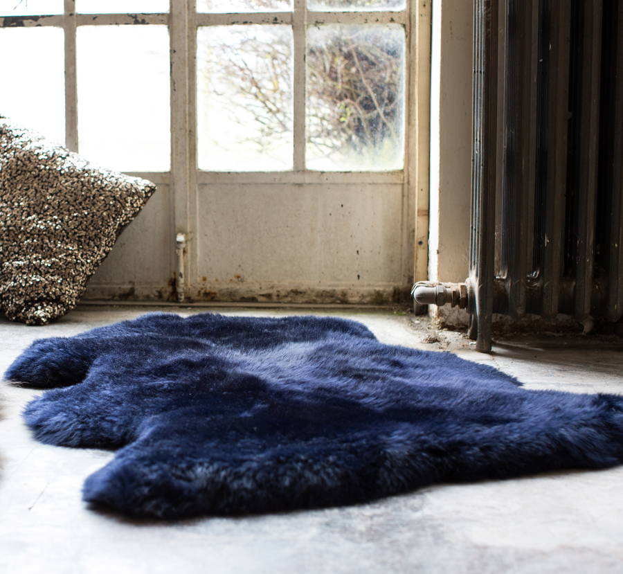 Sheepkin rugs luxurious midnight blue sheepskin rug WHCJCAL