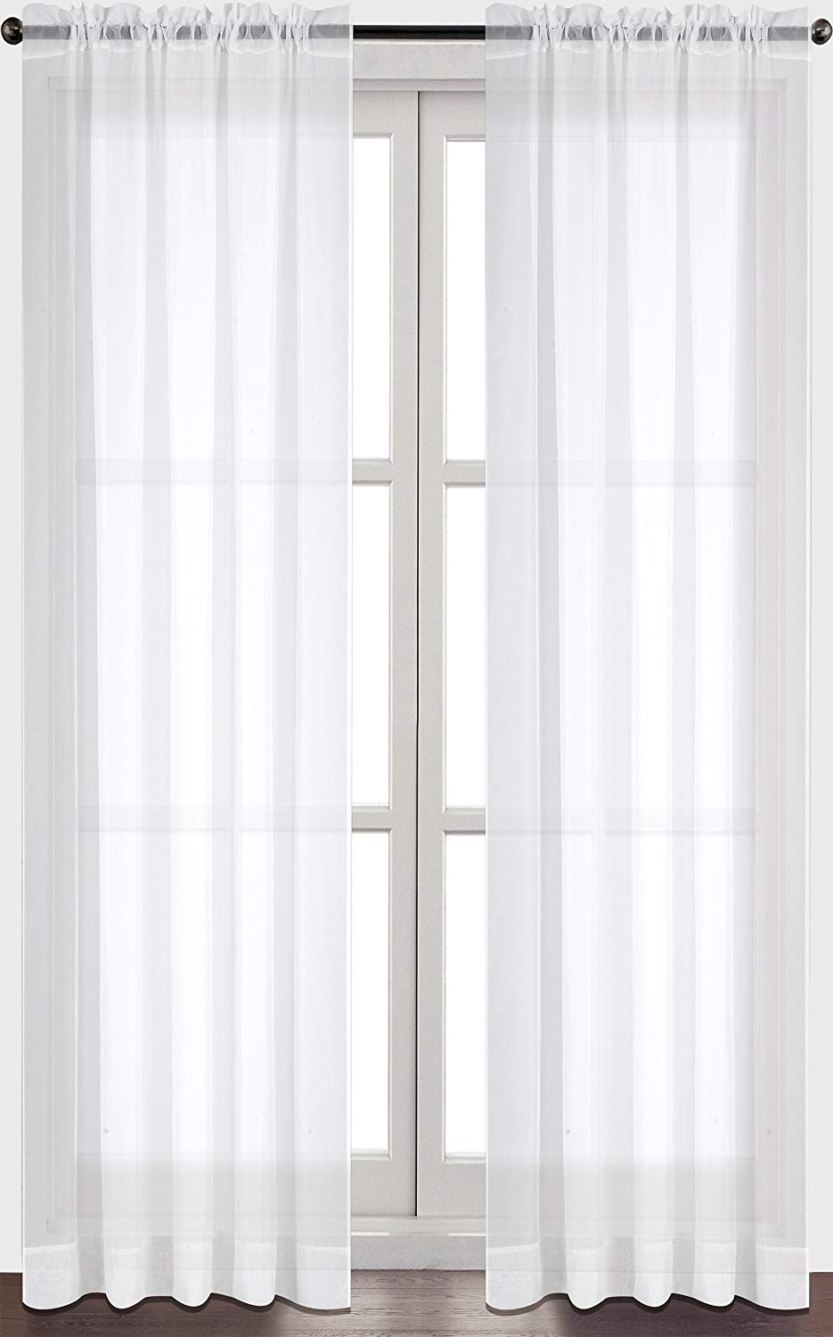 Sheer Curtain amazon.com: utopia bedding premium white sheer curtains - sheer voile -  white VVRHXXQ