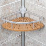 shower shelves aluminum tension polecaddy with bamboo XACBGPM