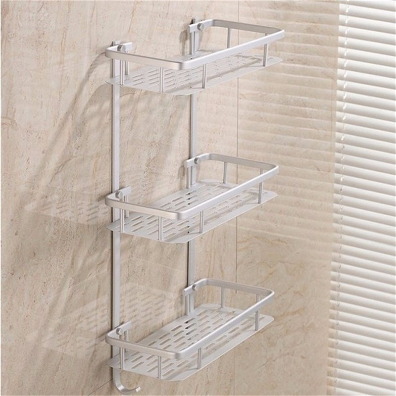 shower shelves bathroom shelves space alumimum 1/2/3 tier home kitchen bathroom shower  storage shelf ARQPOON