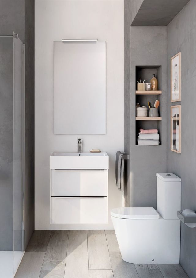 small bathroom design inspira wall-hung white gloss base unit, inspira square wall-hung basin, ASHAKDA