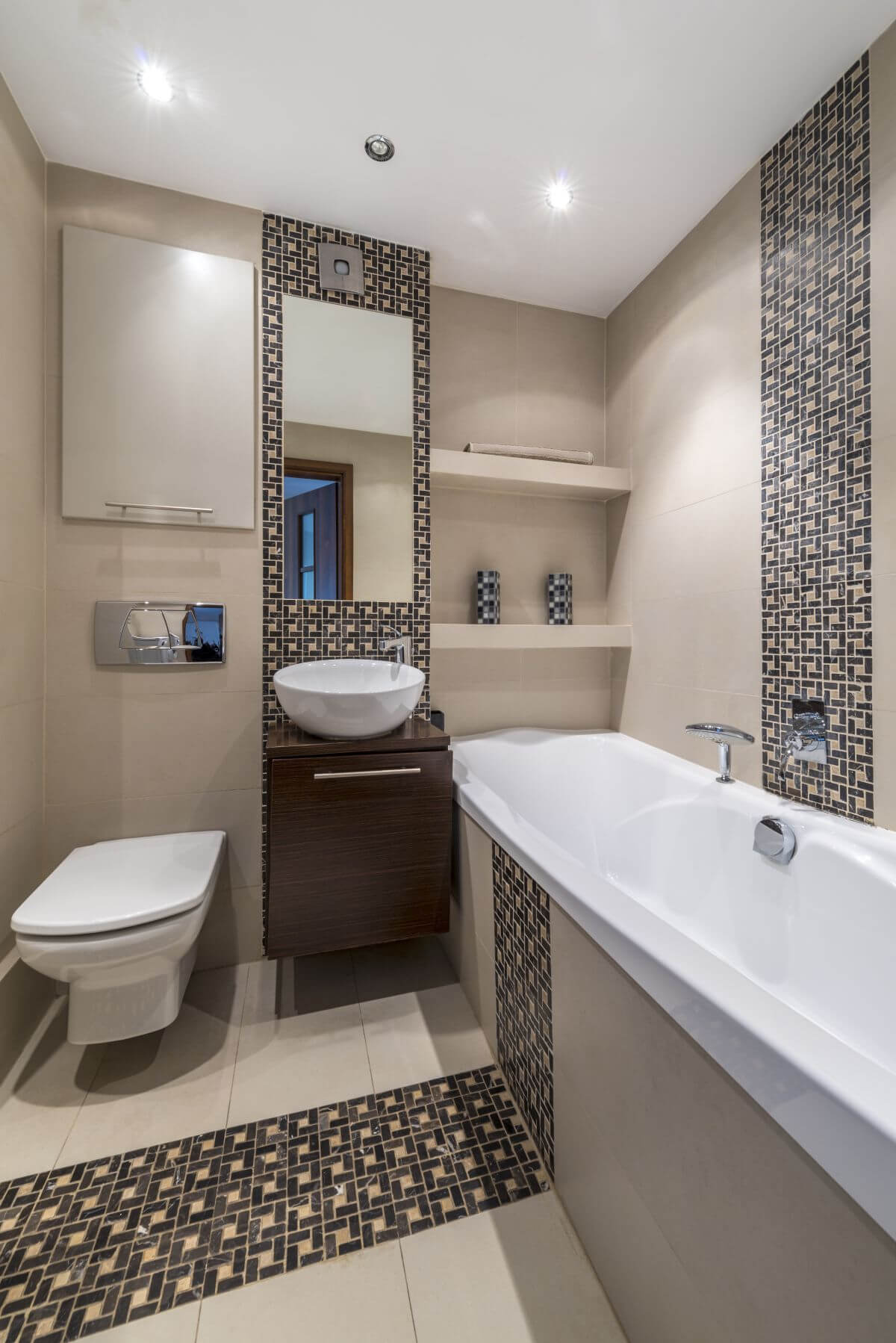 small bathroom design minimalist design with repeated tile patterns BFWSUAO