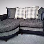 Small Corner Sofa image is loading new-3-seater-small-corner-sofa-grey-black- MJFYGFE