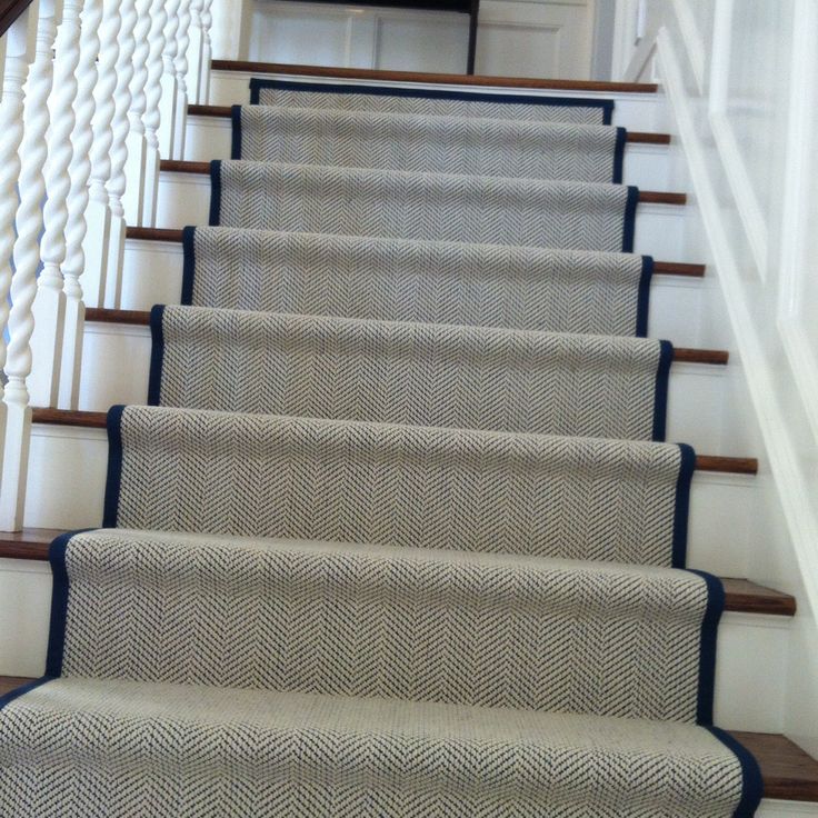 stair runners my new staircase runner. herringbone with a marine blue  binding. GZVNKZF