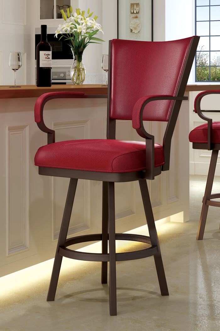 Swivel Bar Stools With Arms callee laguna swivel stool with arms and red vinyl ... NYXAKUY