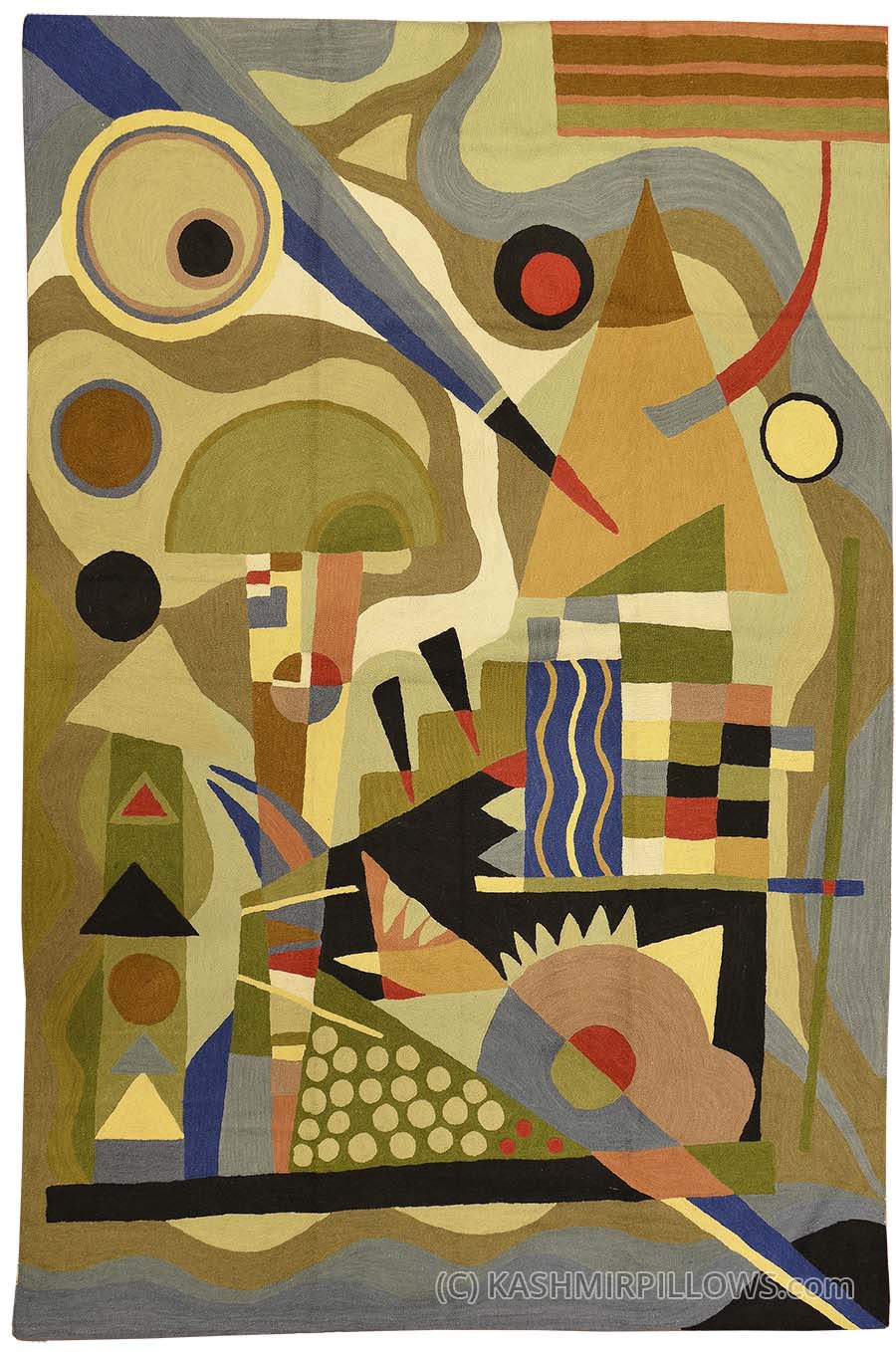 wool rug modern kandinsky-rugs-abstract-wall-hangings-hand-embroidered-accent- LHEYOYN