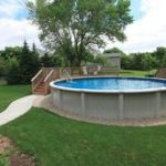 above ground pool landscaping ideas on a budget above ground pool with partial deck and sidewalk. VHRSULF