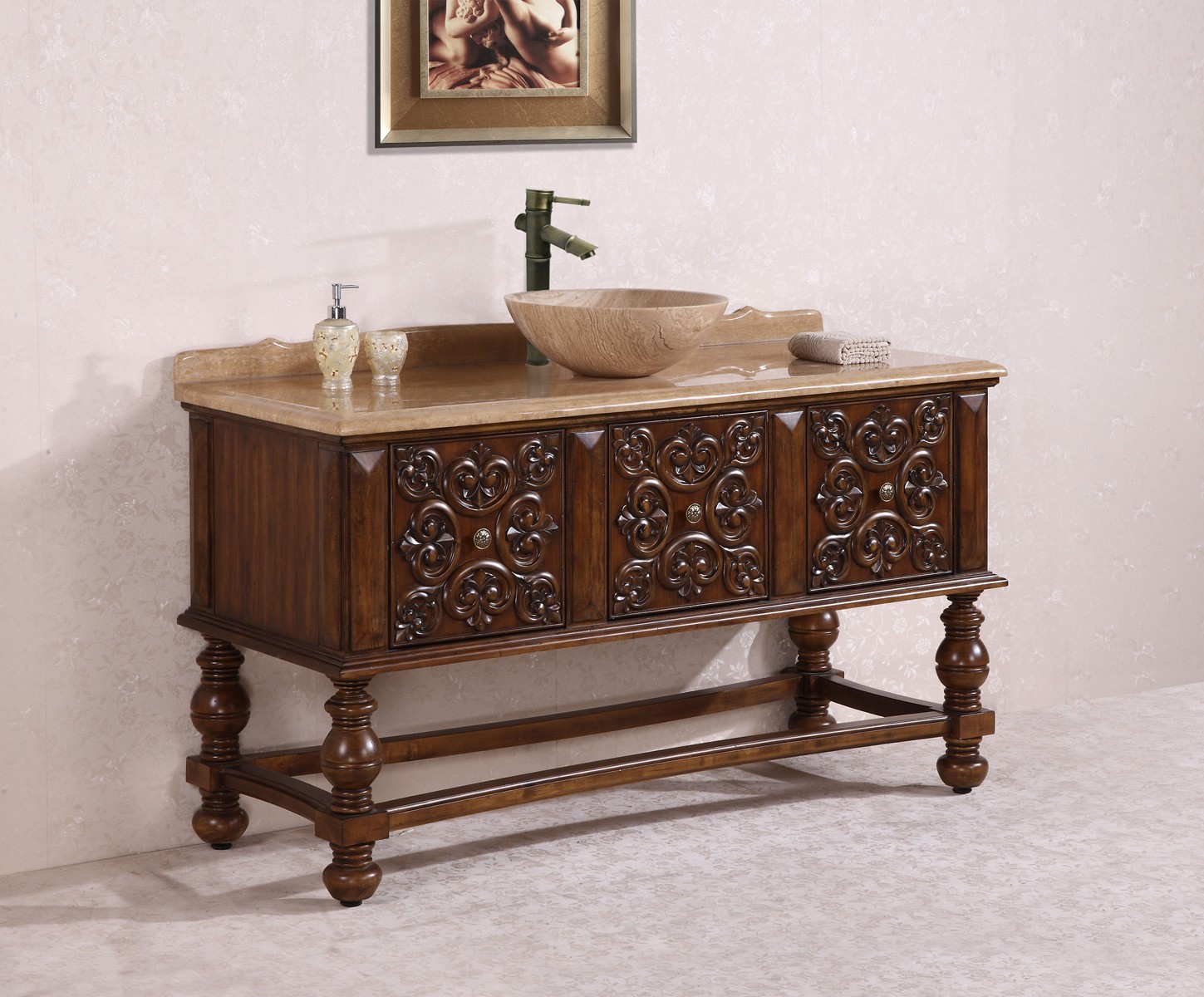 Antique Bathroom Vanity with Vessel Sink