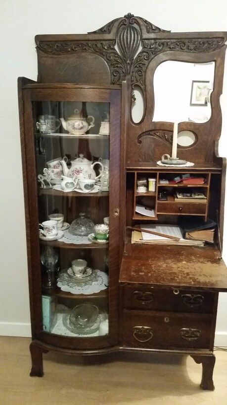 antique drop front secretary desk with bookcase my great grandmothers antique 1900u0027s drop front secretary desk with curve  glass ZAHCBVV