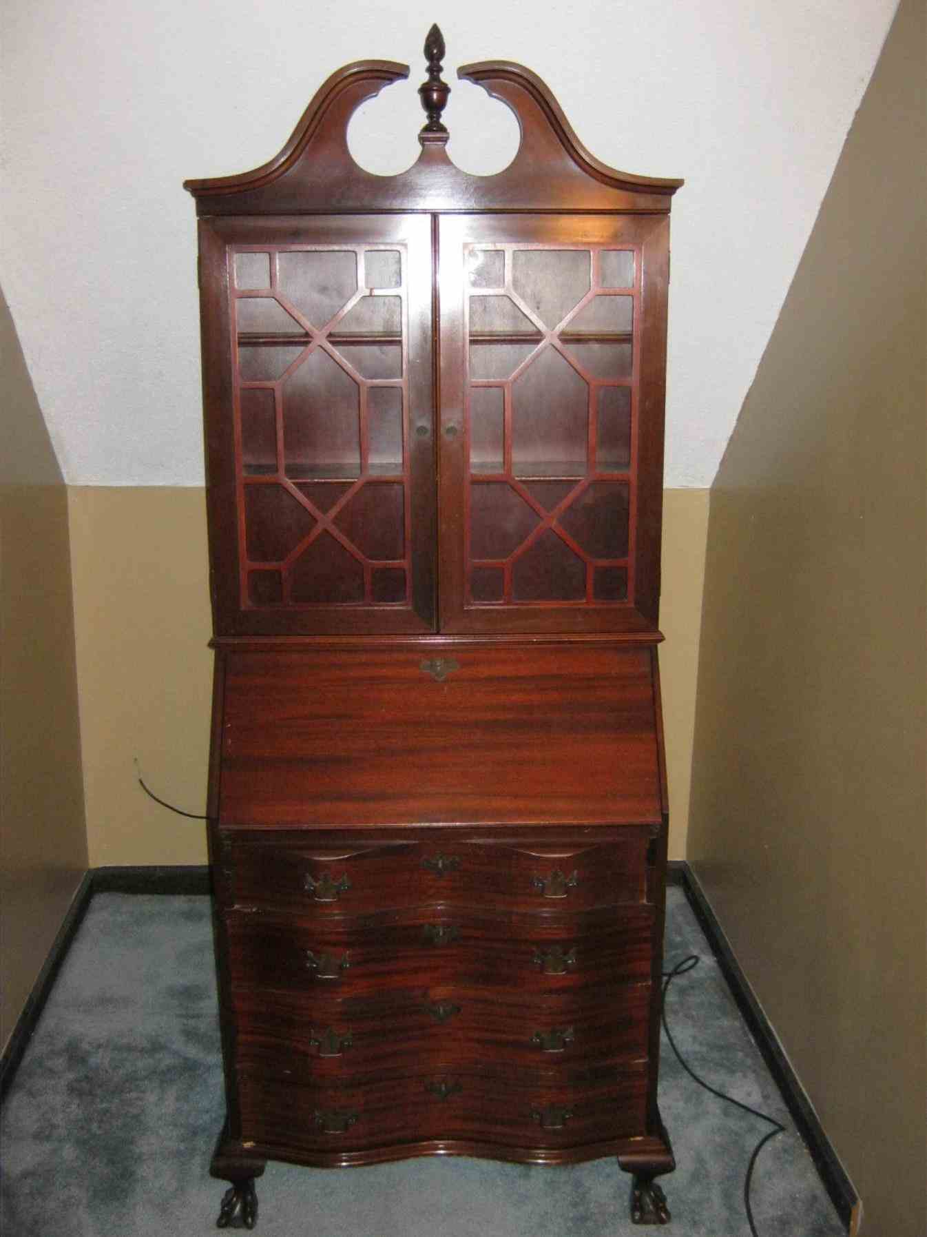 antique drop front secretary desk with bookcase YBMCPJI