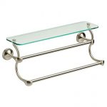 bathroom shelf with towel bar brushed nickel glass bathroom shelf with double towel bar in spotshield brushed nickel LOOVGEY