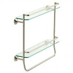 bathroom shelf with towel bar brushed nickel w double glass shelf with towel bar in brushed nickel KMASNQM