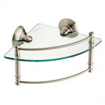 bathroom shelf with towel bar brushed nickel w glass corner shelf with hand towel bar in brushed nickel RNLYZEI