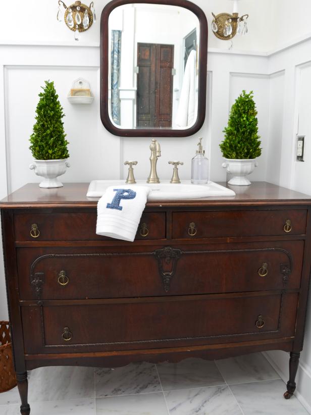 bathroom vanities that look like furniture traditional dresser gets new life as bathroom vanity LZKGNHG