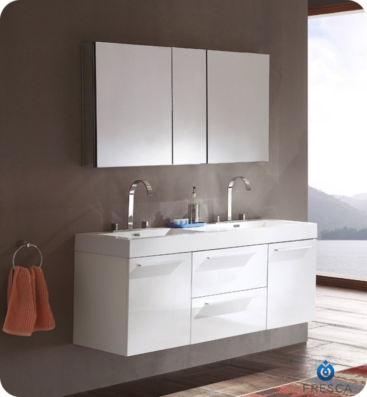 bathroom vanities with matching medicine cabinets fresca opulento white modern double sink bathroom vanity w/ medicine cabinet SCLEIDY