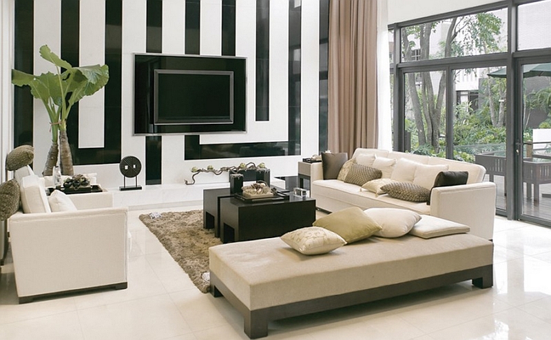 black and white decor ideas for living room view in gallery geometric backdrop of the living room steals the APMJNWW