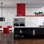 black and white kitchens with a splash of colour red kitchen VQQPRNH