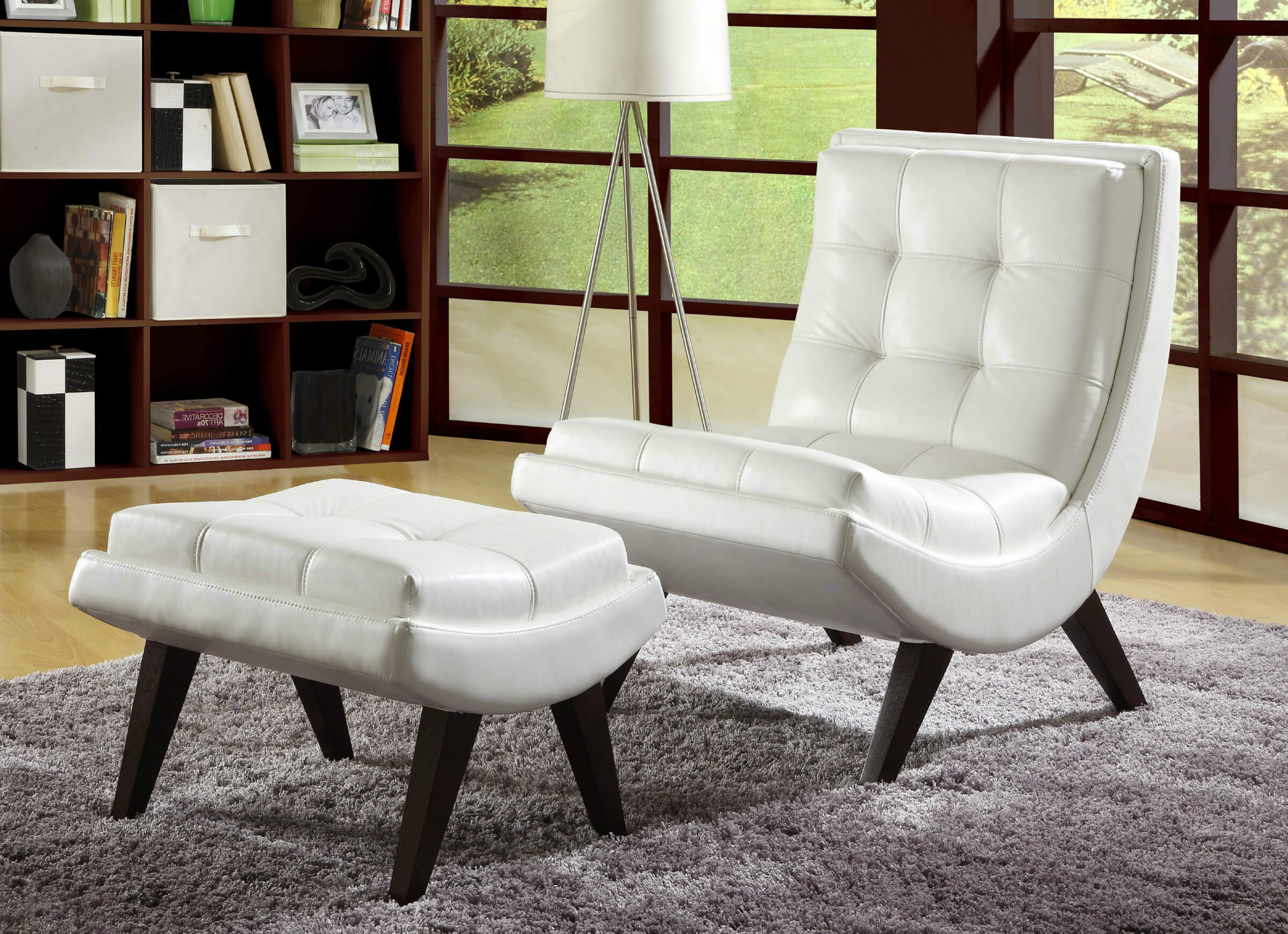 contemporary accent chairs for living room contemporary accent chair paired with ottoman comes in white faux leather SJNVSID