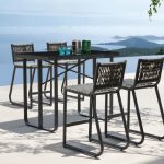 counter height outdoor table and chairs modern bar height outdoor table PTLGMSQ