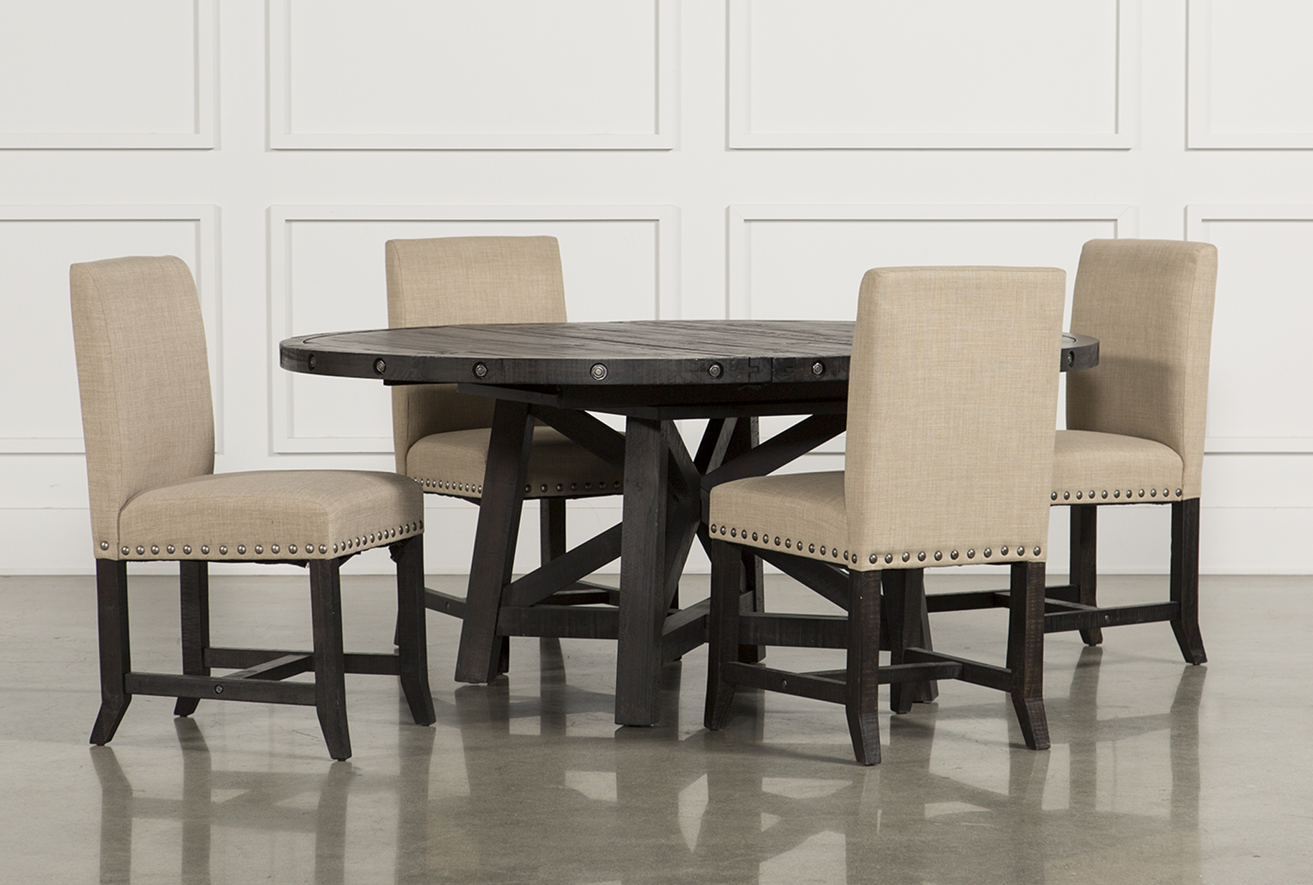 dining room table with upholstered chairs jaxon 5 piece round dining set w/upholstered chairs (qty: 1) RVUKCPB