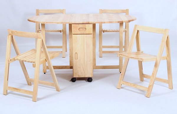 drop leaf table with folding chairs stored inside drop leaf table XJAMMVK