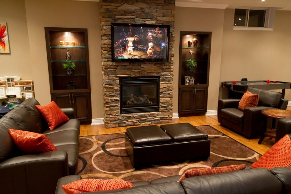 family room design ideas with fireplace living room:contemporary family room designed using basement remodeling  ideas ZNPXXCC