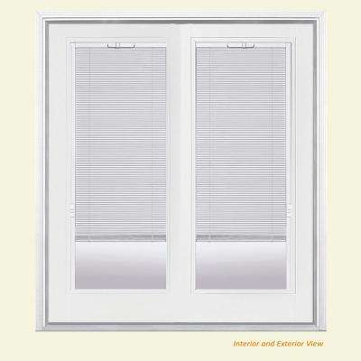 french doors with blinds between the glass 72 in. x 80 in. primed white fiberglass prehung left-hand GUWTEAO