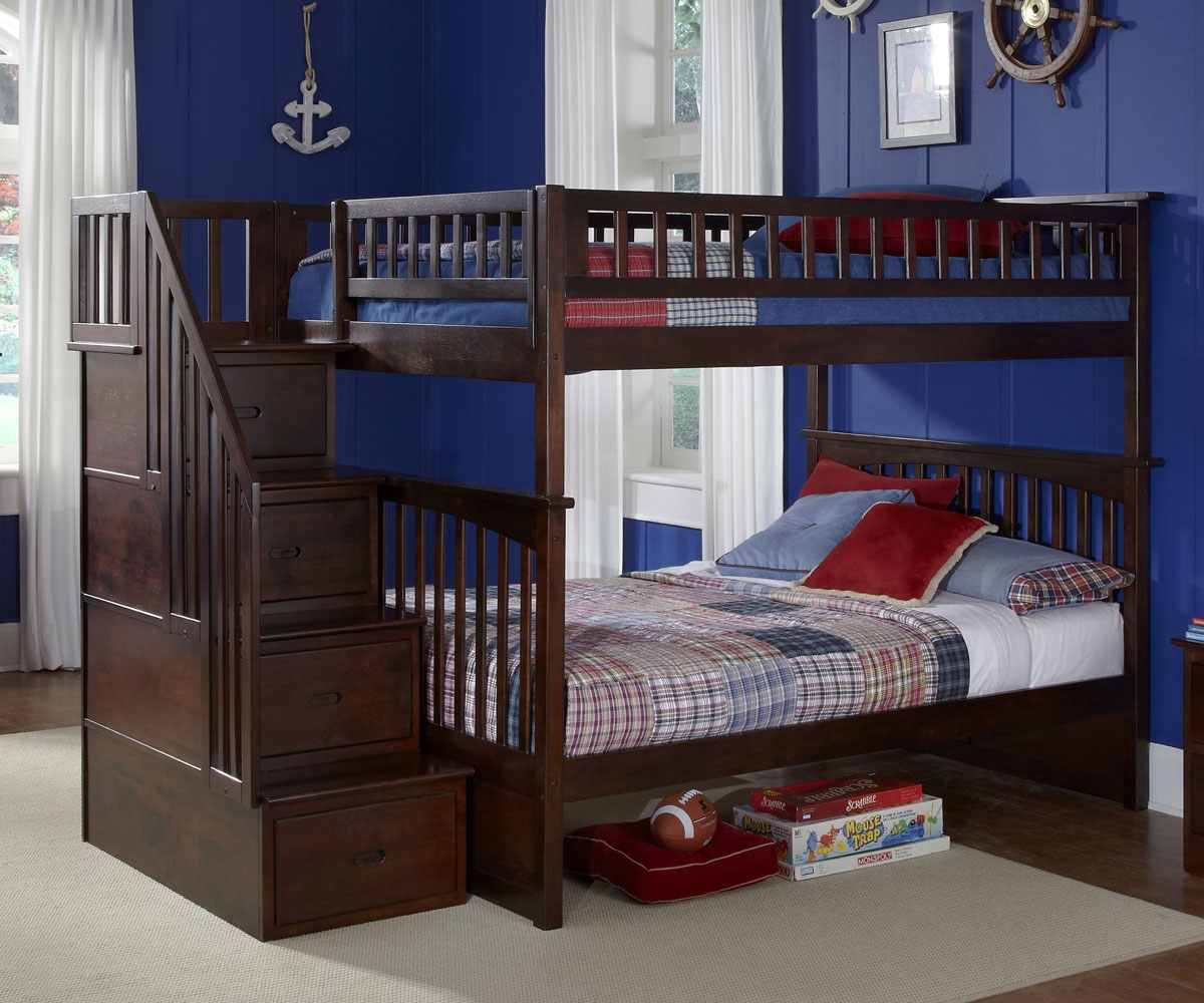 Modern Full Bunk Beds with Trundle and Stairs