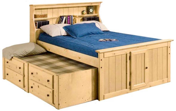 full size captains bed with bookcase headboard within lowell natural ZSCDEWF