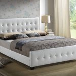 full size platform bed frame with headboard amazon.com: white - full size - modern headboard tufted design UYRQHNX