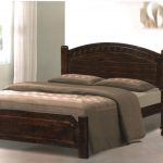 full size wooden bed frame with headboard dark lacquered mahogany wood full bed frame with arched headboard, XHILQZU