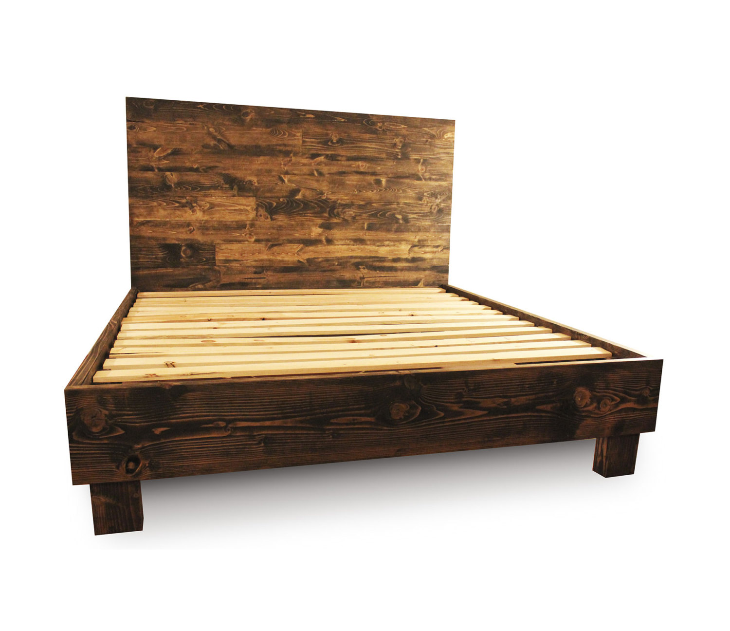 full size wooden bed frame with headboard rustic dark brown wooden bed frame with headboard and four FQIHSJN