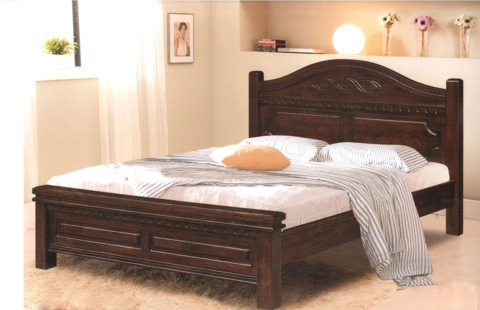 full size wooden bed frame with headboard rustic wood carved full size platform bed frame with headboard, VGCVKVW